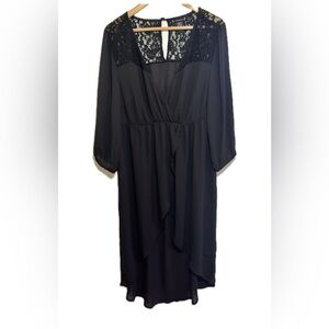 Torrid Overlay Dress High Low Black Lace Size 3X Sheer Whimsigoth-Boho